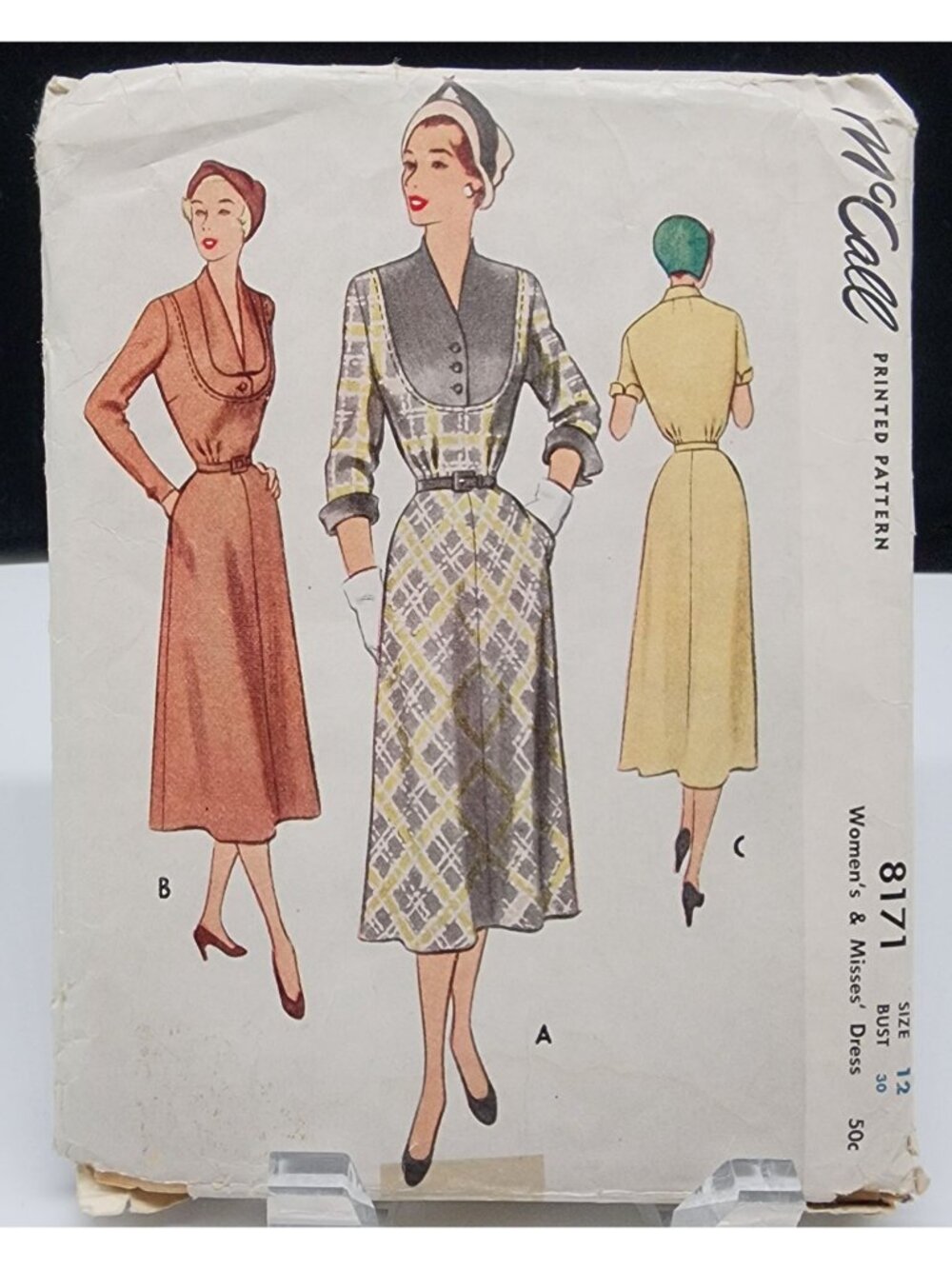 1950 Women's & Misses' Dress Pattern Size 12 McCall's #8171